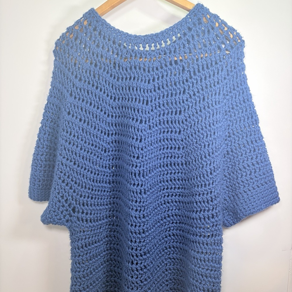 Hand Crocheted Beach Cover‎ Up Pullover Coastal Boho Sheer Resort Vacation M-XL - Picture 6 of 8